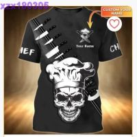 men tshirt Tattooed Chef 3D Tshirt, Skull Master Chef Shirt, Black T Shirt For A Chef