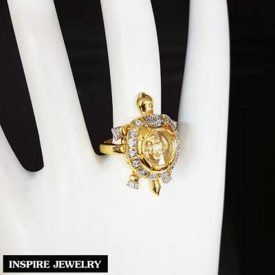 Inspire Jewelry ,แหวนกังหันเต่าเพชร สวยหรู (พิเศษ ขยับได้ทุกส่วน หัว หาง และขา 4 ขา) มีจำนวนจำกัด นำโชค แชกงหมิว เสริมดวง อายุยืน ปราศจากภัยทั้งปวง เงินทองไหลมาเทมา  พร้อมกล่องกำมะหยี่หรู