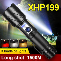 ใหม่ล่าสุด XHP199ที่มีประสิทธิภาพมากที่สุด Led ไฟฉายไฟฉายแบบชาร์จไฟยุทธวิธีไฟฉาย18650 USB XHP160โคมไฟตั้งแคมป์กันน้ำ