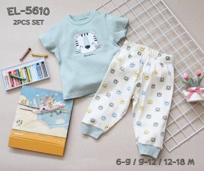 ชุดเด็ก ชุดนอนเด็ก เสื้อผ้าเด็ก เสื้อคอกลม + กางเกงขายาว Lilsoft Baby ผ้าคอตตอน 100% ลายน่ารักๆ ให้เลือกมากมาย (6-18 เดือน)