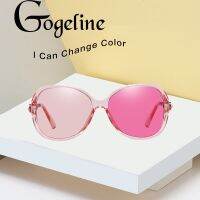 HOT★Photochromic แว่นตากันแดดผู้หญิง Chameleon สีม่วงสีชมพูชา Polarized UV400 เลนส์เปลี่ยนสีแฟชั่นสแควร์เพชรการเปลี่ยนสี