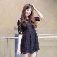 RMVcollection ชุดลูกไม้ Jumpsuit รุ่น Camellia Lace Romper สี BLACK