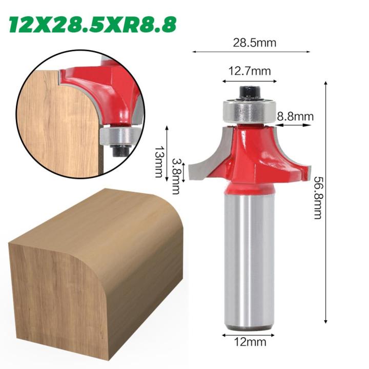 1pc-12mm-shank-corner-round-over-cutter-ทังสเตน-2-ขลุ่ยแกะสลักไม้-router-bit-woodworking-cutting-tools