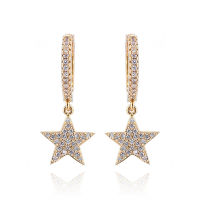 SIPENGJEL Fashion Mini Zircon Star Dangle Earrings Punk Geometric Pendant Hoop Earrings For Women Party Jewelry