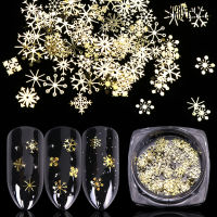 90PcsBox Christmas Golden Snowflake Nail Art Sequins Ultra-thin Manicure Decor