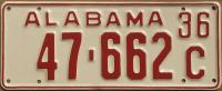 1936 Alabama Metal License Plate Car License Plate Rusty Retro License Plate Garage Auto Club Bar Tin Sign Metal Plaque Wall