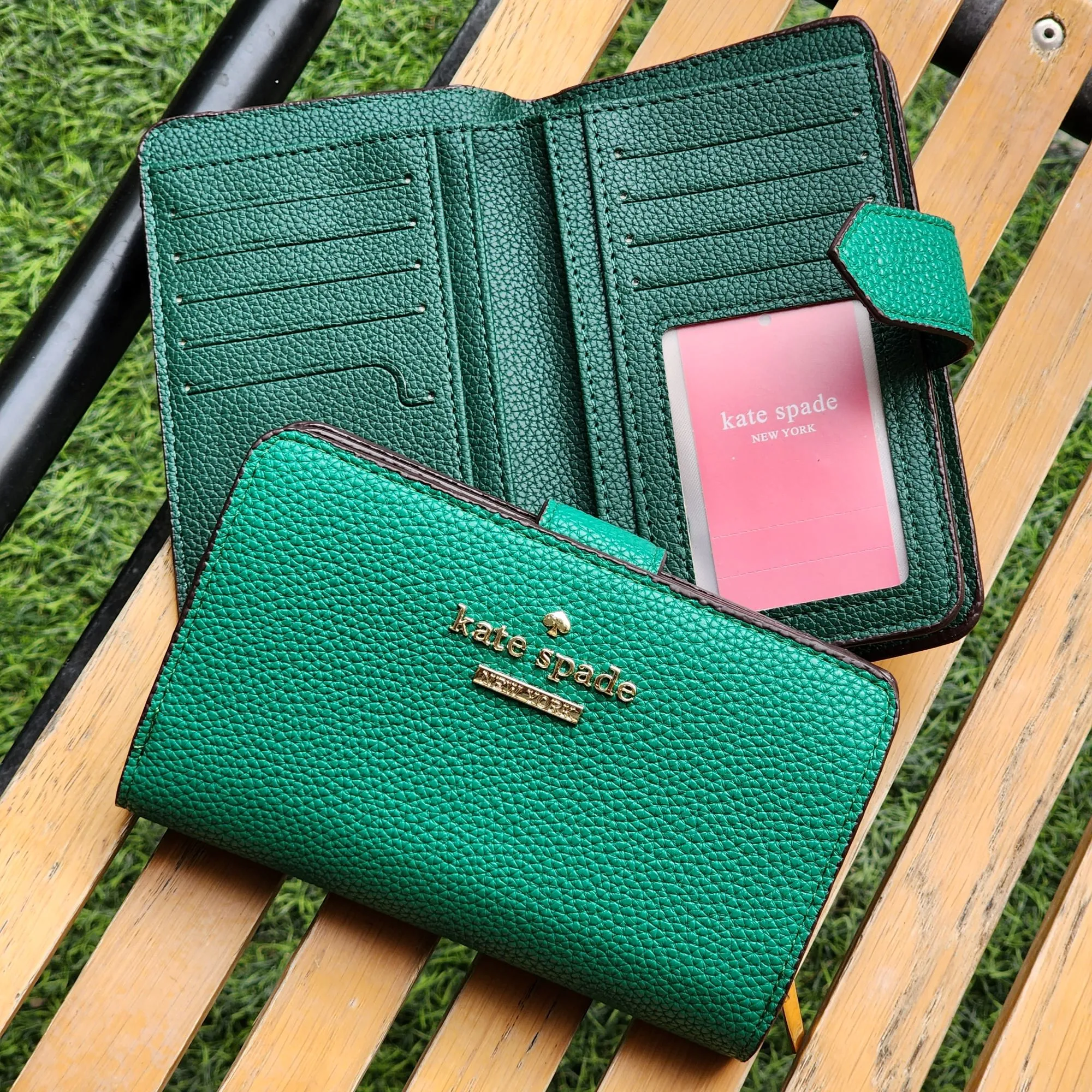 Kate Spade New York Cameron Street Medium Bifold Leather Wallet - Green |  Lazada PH