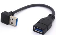 LBSC Short USB 3.0 Extension Cable  90 Degree Left Angled USB Type A Male to Female Lead 5Gbps Speed Extender Cord - 15cm (Down) Wires  Leads Adapters