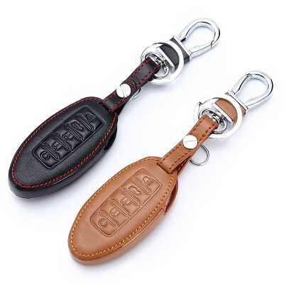 ۩▦ 1pc for Nissan Teana X-Trail Murano March Geniss Qashqai Livina Sylphy Sunny Juke Almera Leather Car Key Cover Keychain Case