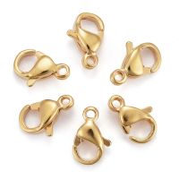 10pcs Vacuum Plating 304 Stainless Steel Lobster Claw Clasps Parrot Trigger Clasps Real 24K Gold Plated 9x6x3mm Hole: 1mm