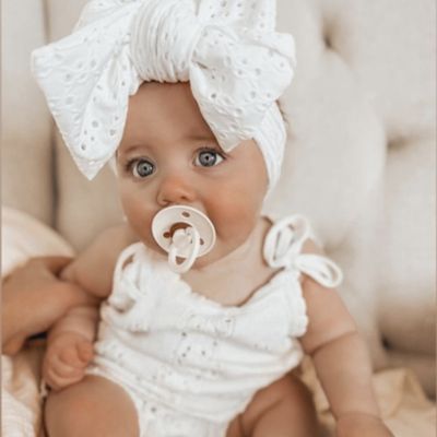 【YF】 Baby Girl Bows Headband Newborn Turban Hole Hairband Embroidery Accessory Kids HairBand Outdoor Summer Toddler children HeadWrap
