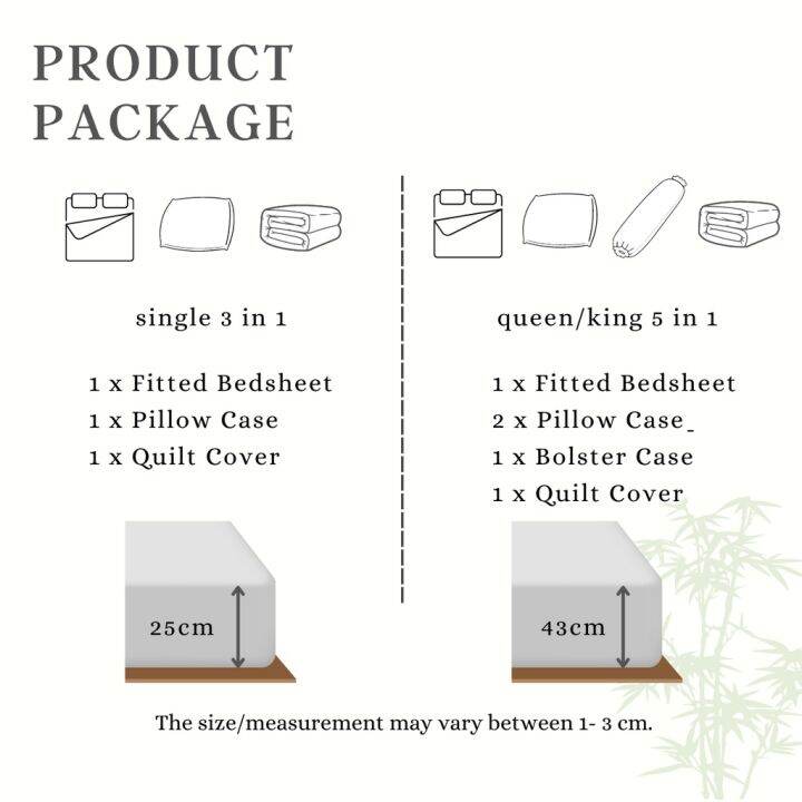 cadar-bedsheet-single-3-in-1-queen-king-size-5-in-1-with-quilt-cover-set-premium-quality-fitted-bed-sheet