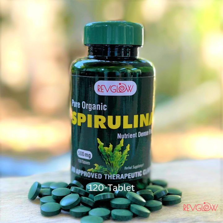 Revglow Spirulina 120tablets 500 mg Potent source of Nutrients, help