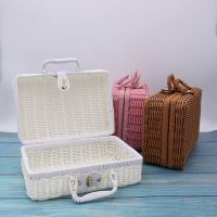 [COD] Storage box retro decoration suitcase pure hand-woven rattan lolita photography props finishing net red