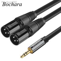 Bochara 3.5mm Stereo Jack Male to Dual XLR Male OFC Aux Audio Cable Foil Braided Shielded For Speakers Mixer 1.5m 3m 5m