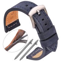 Genuine Leather Smart Watch Strap Bracelet Women Men Black Blue Gray Brown Cowhide Strap Wrist Band 18mm 20mm 22mm 24mm Shoes Accessories