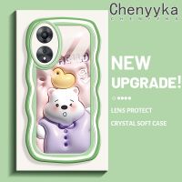 เคส Chenyyka สำหรับ OPPO A58 5G A58X 5G A78 5G เคส3D การ์ตูนหมีน่ารักดีไซน์ใหม่ขอบคลื่นครีมเคสโปร่งใสลายกล้องถ่ายรูปเคสมือถือฝาครอบป้องกันอ่อนโยนเรียบง่าย