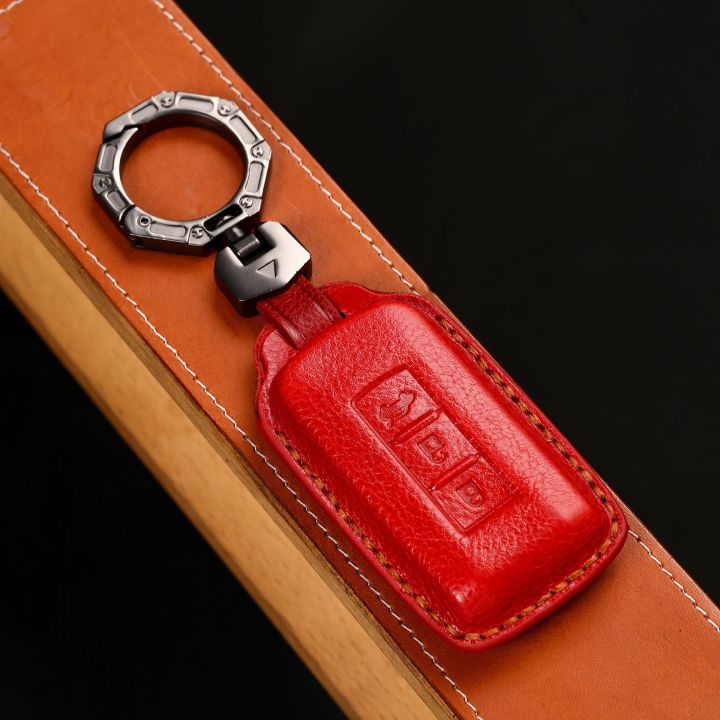 car-key-cover-for-mitsubishi-outlander-2021-eclipse-cross-asx-pajero-lancer-ex-keyring-shell-case-genuine-leather-fob-protector