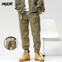 HIQOR ผู้ชายเอวยางยืดเสื้อผ้าสไตล์ญี่ปุ่น Casual Cargo 2023 Harajuku ใหม่แต่งตัวกางเกง Man ล้าง Vintage Chinos กางเกง