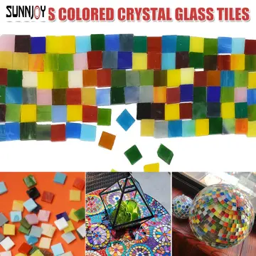 600 Pieces Mixed Color Triangle Rhombus Glass Pieces Mosaic Tiles