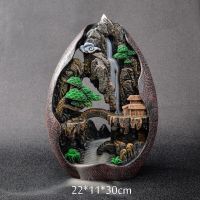 Smoke Waterfall Backflow Incense Burner Creative Home Decor Incense Holder Portable Resin Censer Mountain River Handicraft +Gift