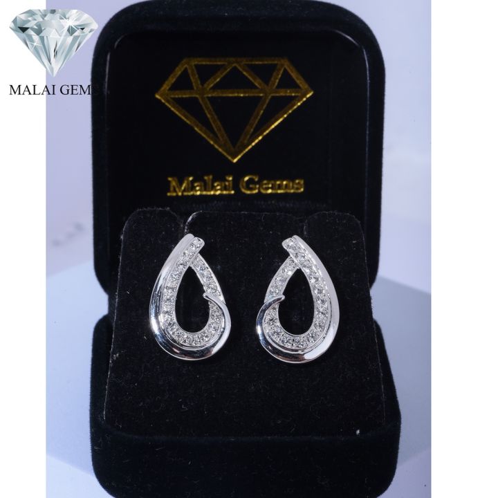 malai-gems-ต่างหูเพชร-เงินแท้-silver-925-เพชรสวิส-cz-เคลือบทองคำขาว-รุ่น-21006418-แถมกล่อง-ต่างหูcz-ต่างหูเงินแท้