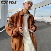 TIDE BEAR เสื้อหนาวแนววินเทจของผู้ชายแจ็กเก็ตฮาราจูกุแขนยาวป๊อปกระดุมแถวเดียวแบบผู้ชายเสื้อใหม่มาตรฐาน