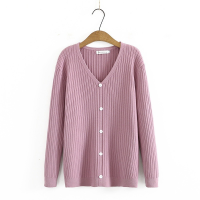 z74nfyx 【มีไซส์ใหญ่】Plus Size XL-3XL Womens V-neck Slim Sweaters Long Sleeved False Button Spring Autumn Outerwear