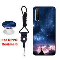 มาใหม่ล่าสุด OPPO Realme 6เคสโทรศัพท์สำหรับ OPPO เคสซิลิโคนนิ่มพร้อมขาตั้งโทรศัพท์ลวดลายและเชือก