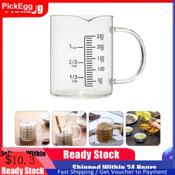 1pc 250ml Coffee Measuring Glass Cup Professional Milk Cup Premium Water Cup, Size: One Size