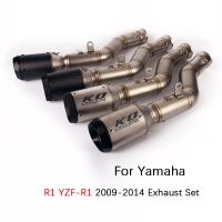 Exhaust Set for Yamaha R1 YZF-R1 2009-2014 Motorcycle Mid Link Pipe Slip On 51mm Mufflers Removable DB Killer Escape Pipe 160mm