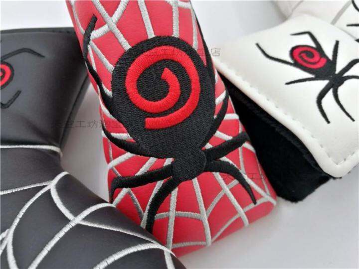 spider-golf-putter-cap-set-golf-male-and-female-ball-head-protective-cover-waterproof-pu-ฝาครอบหัวไม้รูปเดียว