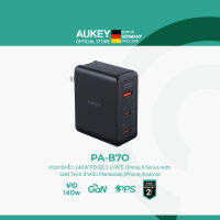 AUKEY PA-B7O Black หัวชาร์จเร็ว 140W Omnia II Mix 3 Port With GaN PD 3.1 Charger Power Tech หัวชาร์จเร็ว iPhone 14/13/12 Series สำหรับ iPhone,Android,Laptop เทคโนโลยี, PD3.1 รุ่น PA-B7O