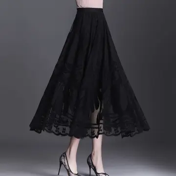 Buy Black Lace Long Skirt For Women online