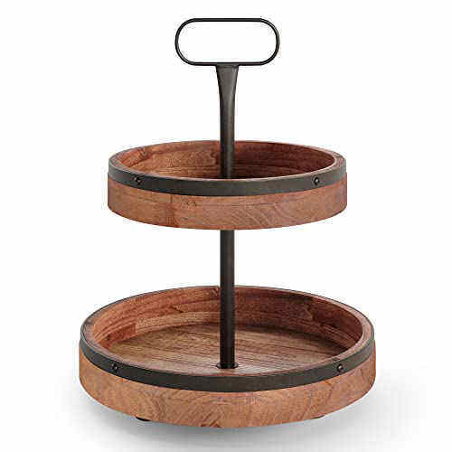 Farmhouse Tiered Tray Stand Wood Tiered Tray Decor 2 Tier Tray