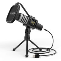 USB Microphone, TONOR Condenser Computer PC Mic with Tripod Stand, Pop Filter, Shock Mount for Gaming, Streaming, Podcasting, YouTube, Voice Over, Skype, Twitch, Compatible with Laptop Desktop, TC30