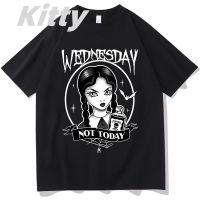 【New】Halloween Wednesday Addams Women Tshirt Vintage 90s Horror Movie Goth Christmas Birthday Y2k Clothes Short Sleeve Streetwear Tee