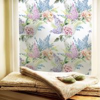 Custom Size Static Cling Window Film Blooming Flowers Pattern Privacy Protection Water-Proof Durable Removable Frosted Tint-Film Window Sticker and Fi