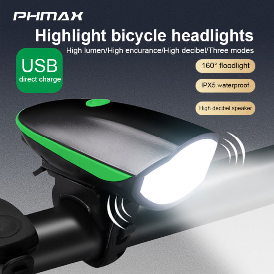 Phmax đèn xe đạp đèn còi xe đạp leo núi chống nước 1200mah sạc usb ipx5 - ảnh sản phẩm 2