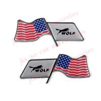 Upgrade 2PCS Fashion Flag Collection 3D Aluminum Car Auto Badge Emblem 3M Sticker for  Ford WOLF