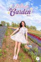 Lilac Garden Dress เดรสสีม่วงพาสเทลคิ้วท์ๆดีเทลกระดุมดอกไม้ ผ้าซีฟองลูกไม้พิมพ์ลายดอกไม้สไตล์สาวมาเรีย