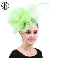 FS Fascinator Hair Hoop Base Women Elegant Bridal Big Wedding Party Prom Occasion tail Hats Derby Light Green Headwear