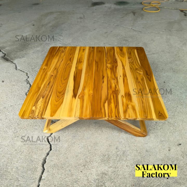slk-โต๊ะพับญี่ปุ่นไม้สักทอง-โต๊ะนั่งกินข้าว-โต๊ะกาแฟ-ทรง-สี่เหลี่ยม-70-70-สีใส