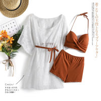 Holiday swimsuit split three piece suit small chest gathered bikini y sunscreen cover up hot spring short women