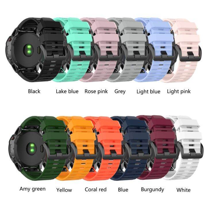 สำหรับ-garmin-fenix-6x-สายนาฬิกาข้อมือซิลิโคน26มม-สีดำ