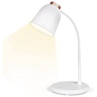 Dimmable White Desk Lamp with Press Control, Rechargeable LED Desk Lamp , Eye-Caring Office Lamp for Reading Studying