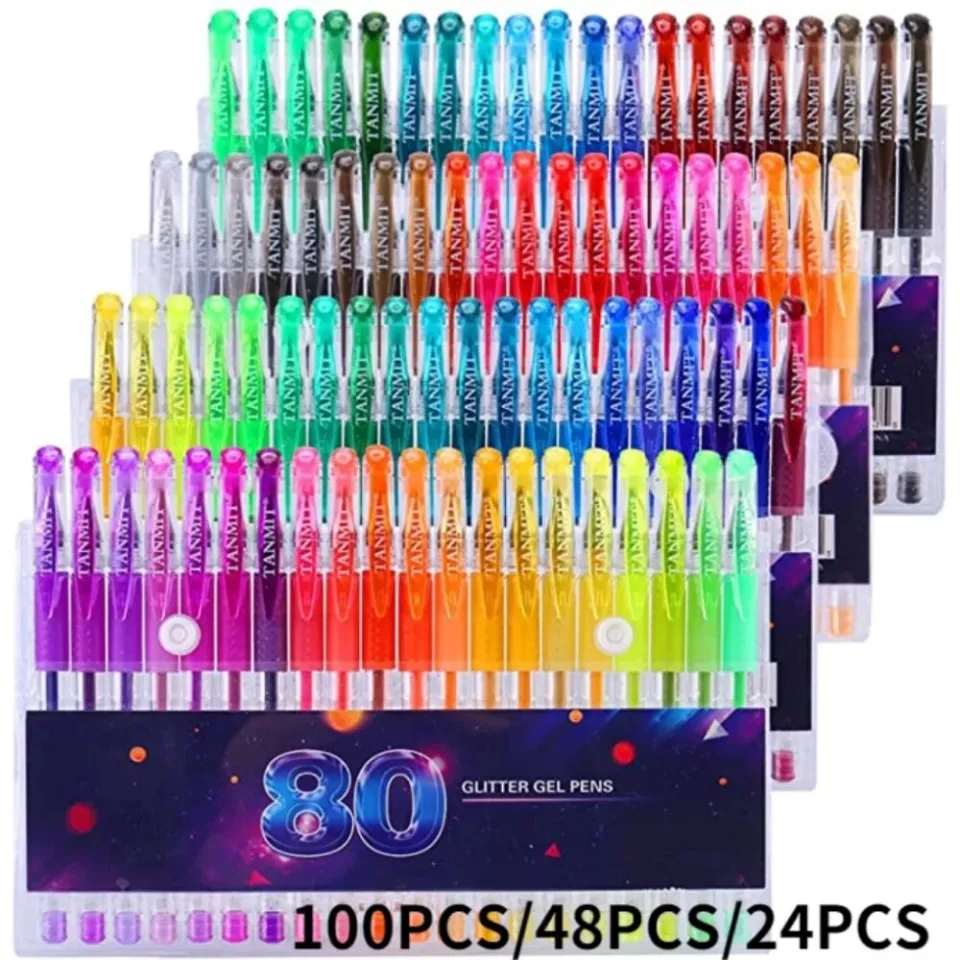 100 Pcs Coloring Gel Pens for Adult Coloring Books with Glitter Neon  Metallic