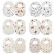 JH 2pcs set Cotton Baby Bibs Infant Bib Newborn Burp Cloths Bandana for
