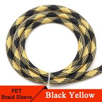 1/5/10M Black Yellow PET Braided Sleeve 2 4 6 8 10 12 14 16 mm High Density Insulated Cable Protection Expandable Sheath Electrical Circuitry Parts