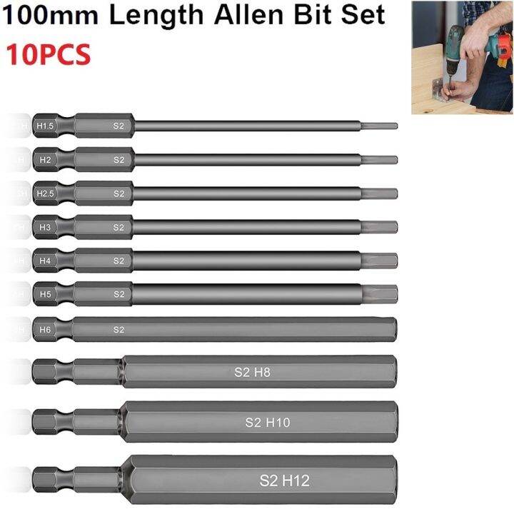 Hex Key Allen Bit Set Quick Change Connect impact driver power drill metric  Long